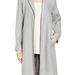 Eileen Fisher Journey Delave Linen Long Jacket - PM - EUC!